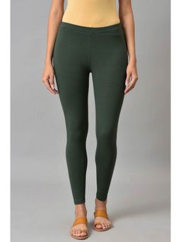 W - Green Solid Leggings