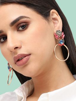Sohi - Gold Plated Designer Stone Party Drop Earring For Women