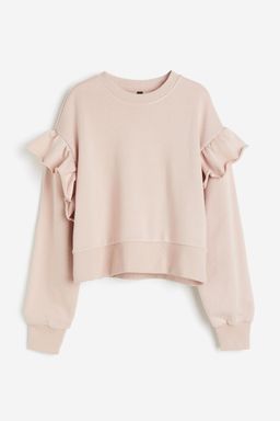 H&M - Women Pink Oversized Frill-Trimmed Sweatshirt