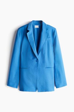 H&M - Women Blue Linen-Blend Blazer
