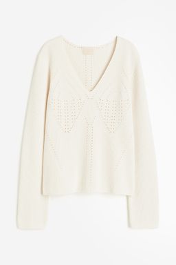 H&M - Women White Pointelle-Knit Jumper