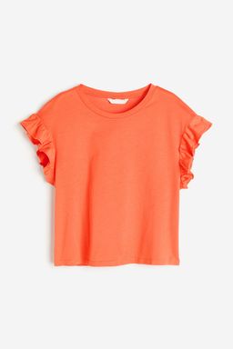 H&M - Women Orange Frill-Trim Cotton Top