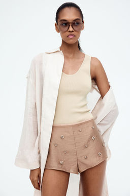 H&M - Women Beige Knitted Vest Top