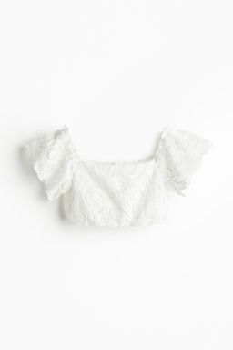 H&M - Women White Embroidered Cropped Top