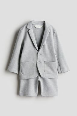 H&M - Boys Grey Dressy Pique Jacket And Shorts Set