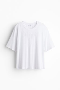 H&M - Women White Embroidered Viscose T-Shirt