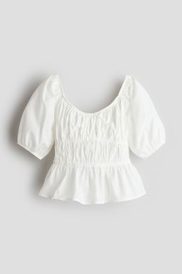 H&M - Girls White Peplum Cotton Blouse