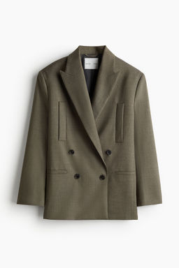 H&M - Women Green Double-Breasted Wool Blazer