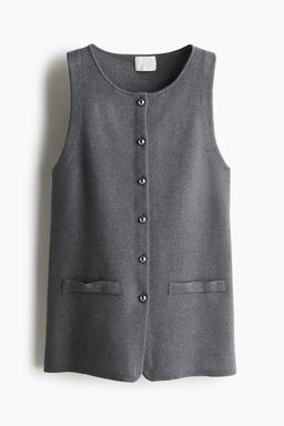 H&M - Women Grey Fine-Knit Waistcoat