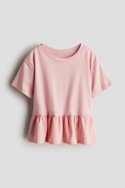 H&M - Girls Pink Cotton Peplum Top