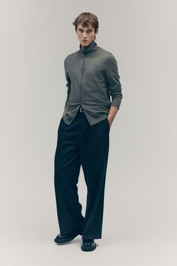 H&M - Men Green Slim Fit Zip-Through Cardigan