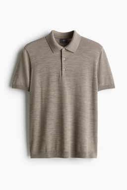 H&M - Men Beige Slim Fit Wool Polo Shirt