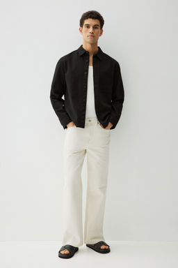 H&M - Men Black Regular Fit Cotton Twill Overshirt