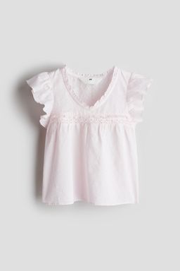 H&M - Girls Pink Frill-Trimmed Cotton Blouse