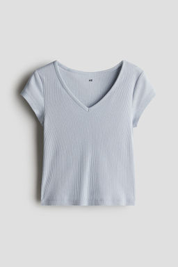 H&M - Girls Blue Ribbed Cotton Jersey Top