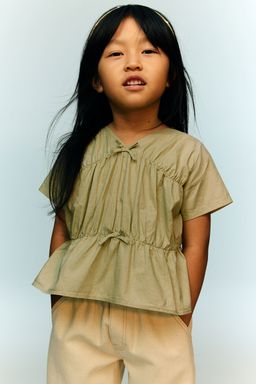 H&M - Girls Green Peplum Cotton Blouse