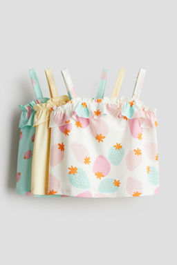 H&M - Girls 3-Pack Flounce-Trimmed Strappy Tops