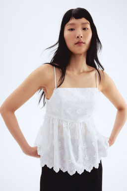 H&M - Women White Appliqua D Strappy Top