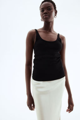 H&M - Women Black Ribbed Vest Top