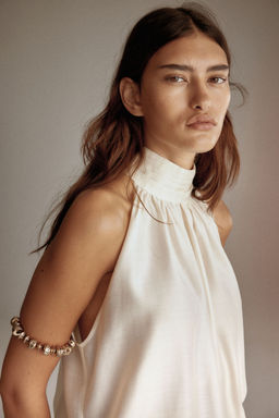 H&M - Women White Draped-Collar Top