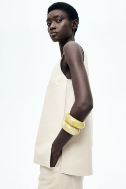 H&M - Women Beige Leather Vest Top