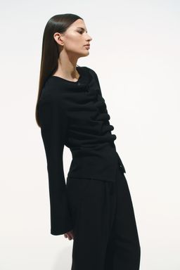 H&M - Women Black Ruched Cardigan