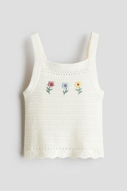 H&M - Girls White Crochet-Look Strappy Top
