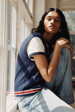 H&M - Women Blue Cable-Knit Sweater Vest