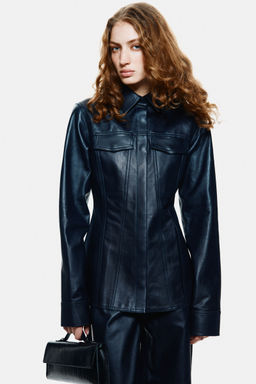 H&M - Women Blue Leather Shirt