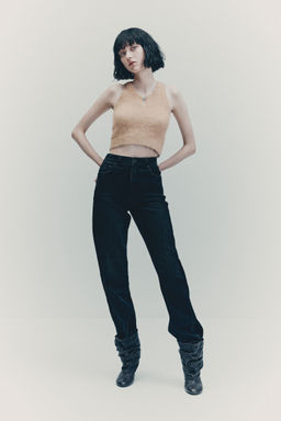 H&M - Women Beige Cropped Alpaca-Blend Vest Top