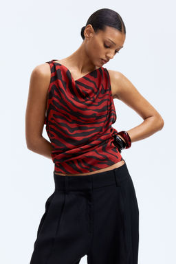 H&M - Women Red Cowl-Neck Satin Top