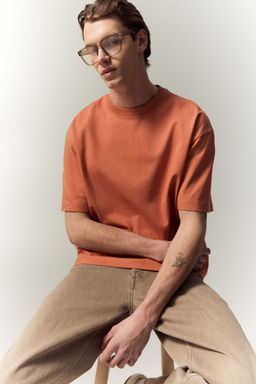 H&M - Men Orange Loose Fit T-Shirt