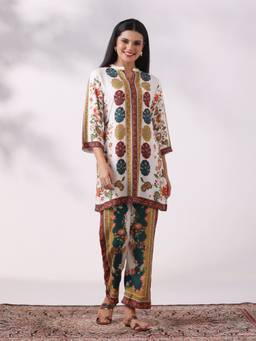 Shree - Women's Liva Off White Printed Co-Ord Set