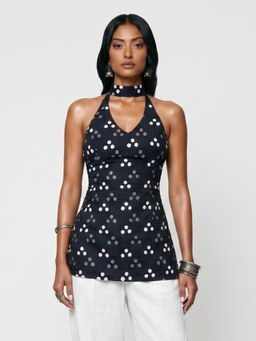 NISHORAMA - Women's Black Polka Dot Pure Cotton Tunic