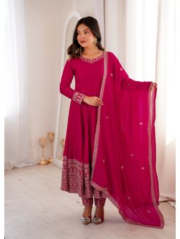SAJAVAT ETHENIC WEAR - Women Embroidered Flared Kurta With Pant And Dupatta
