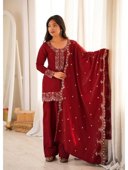 SAJAVAT ETHENIC WEAR - Women Premium Embroidered Kurti And Salwar With Dupatta