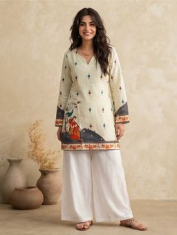 Jaipur Kurti - Women's Cotton Kalamkari Printed Full-Sleeve Kurti