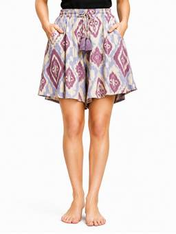 Bstories - Cream Ikat Printed Culotte Shorts