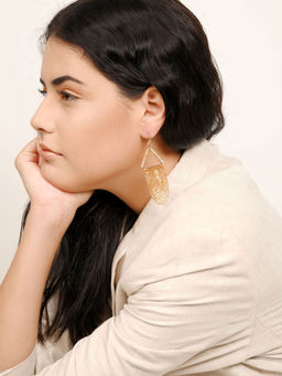 Odette - Beige Solid Plain Mixed Metal Earrings