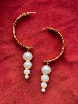 Valliyan - Signature Half Hoops With Pearl Drops