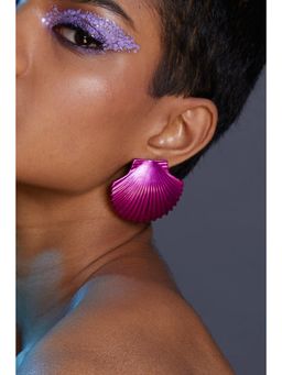 Valliyan - Pink Metallic Shell Earrings (Dark)
