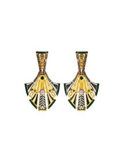 Valliyan - Green Egyptian Feather Earrings