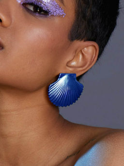 Valliyan - Royal Blue Metallic Shell Earrings