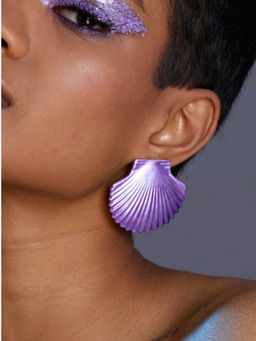 Valliyan - Purple Metallic Shell Earrings