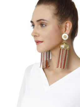 Valliyan - Red & White Jhumkas