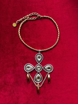 Valliyan - Polki Beaded Flower Drop Necklace