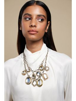 Valliyan - Gold & Silver Polki Charm Necklace