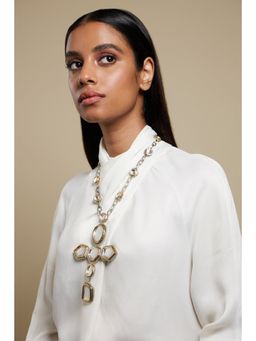 Valliyan - Gold & Silver Polki Cross Necklace