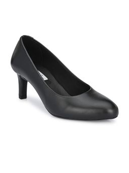 Delize - Women's Black Solid Mid Heel Pumps