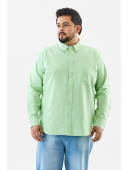 Snitch - Light Green Solid Full Sleeves Regular Casual Plus Size Shirt for Men